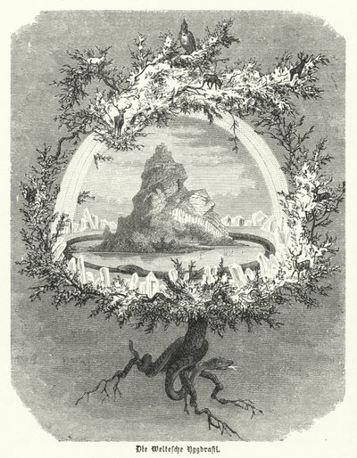Yggdrasil, mythical ash tree of Norse cosmology by German School