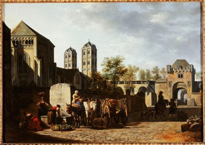 Public Fountain and Saint Gereon Church in Cologne by Gerrit Adriaenszoon Berckheyde