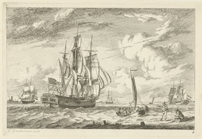 American Three-Master and Other Ships by Gerrit Groenewegen