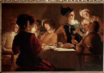 Dinner with a lute player by Gerrit van Honthorst