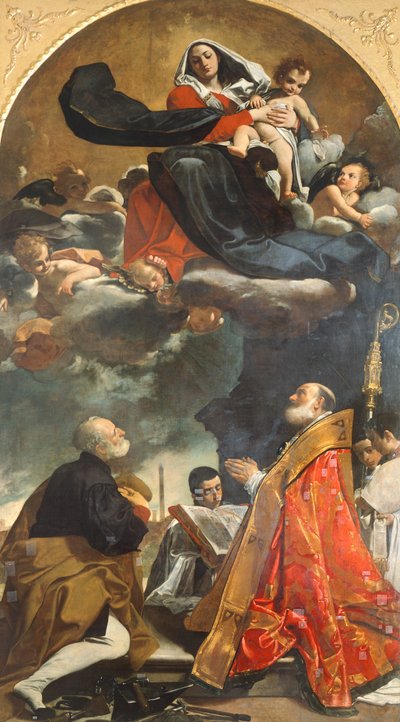 Altarpiece depicting Virgin with Saints Petronius and Alo by Giacomo Cavedoni