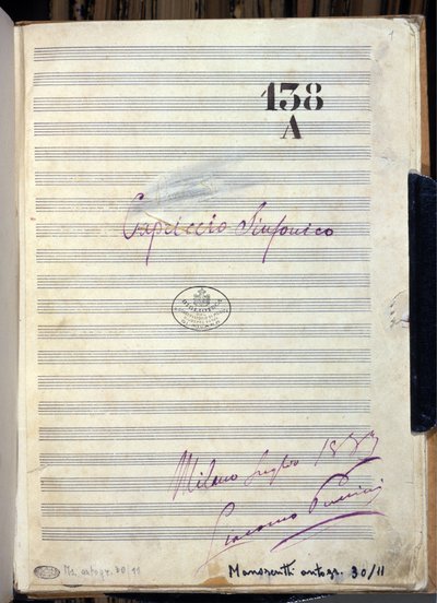 Manuscript Sheet Music for 