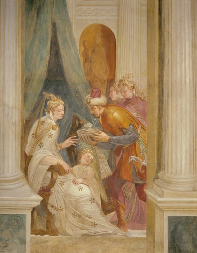 Right Hand Wall Depicting Sophonisba with Her Child Receiving the Next Pot of Poison by Giambattista (1526 78) Zelotti