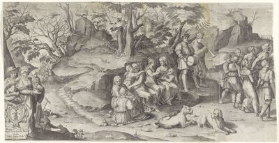 Marriage of Isaac and Rebekah (Sheet 1) by Gijsbert Van Veen
