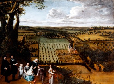Portrait of a Patrician Family with a Prospect of their Manoir by Gillis van and Hondt Lambert de Tilborgh