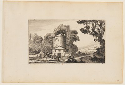 Path Before Farm Dominated by a Round Tower, from Twelve landscapes with Figures by Gillis van Scheyndel