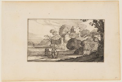 Path to Left of Walled Building Complex Amid Trees, from Twelve Landscapes with Figures by Gillis van Scheyndel