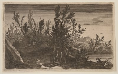Riders on a Wooded Path to Left of Pond, from Six Landscapes by Gillis van Scheyndel