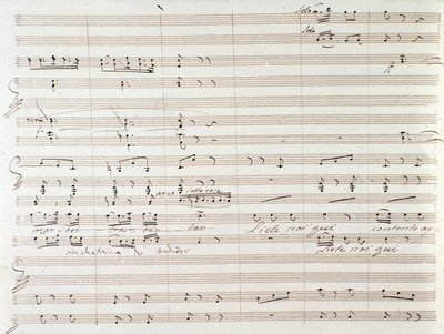 Page of musical score of Le Comte Ory with handwritten corrections by Gioacchino Rossini by Gioachino Rossini