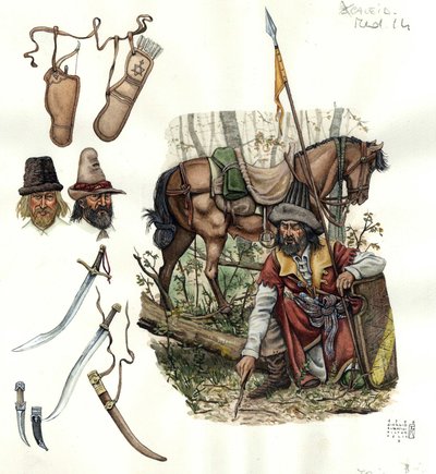 Representation of Estradiots, Light Mercenary Riders in the 15th Century by Giorgio Albertini