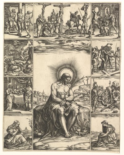 The Man of Sorrows, an Image of Christ Surrounded by Nine Vignettes Depicting Scenes by Giorgio Ghisi