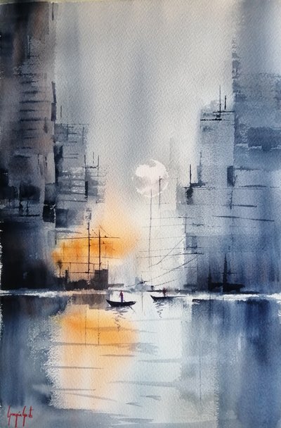 Misty Harbor Glow by Giorgio Gosti