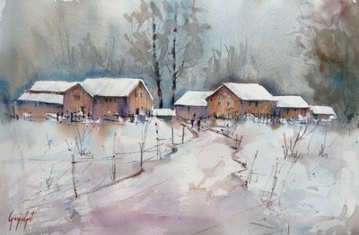 Rustic Winter Village by Giorgio Gosti
