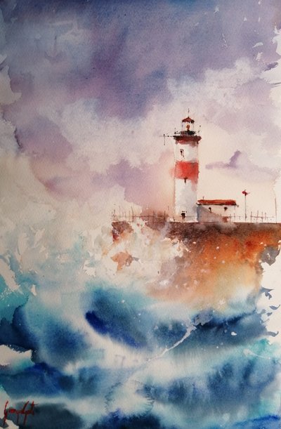 Stormy Lighthouse Waves by Giorgio Gosti