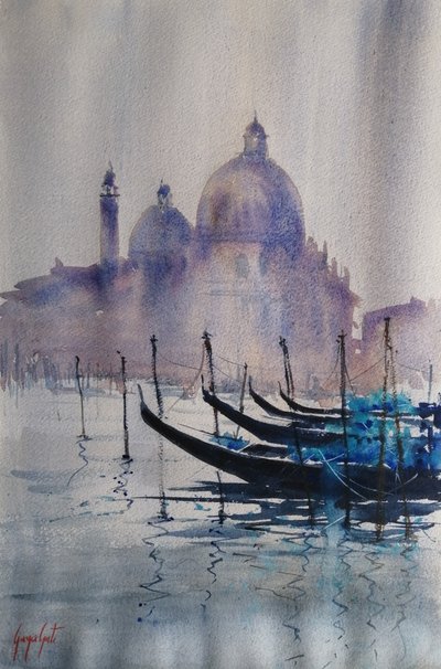 Venice Gondolas Misty Morning by Giorgio Gosti