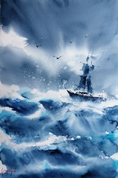 Boat in the Storm 3 by Giorgio Gosti