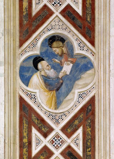 God commands Ezekiel to eat scroll and then report its contents to people of Israel (detail) by Giotto (c.1266 1337)