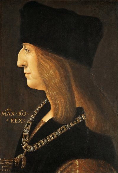 Portrait of Emperor Maximilian I, 1459-1519 by Giovanni Ambrogio de Predis