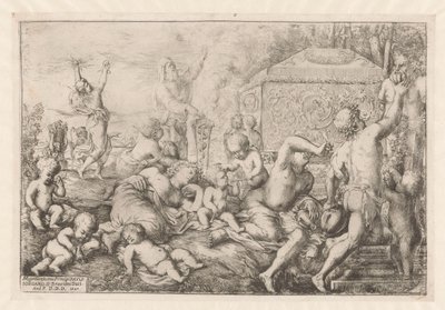 Bacchanal with Altar, Faun, and Silenus by Giovanni Andrea Podesta