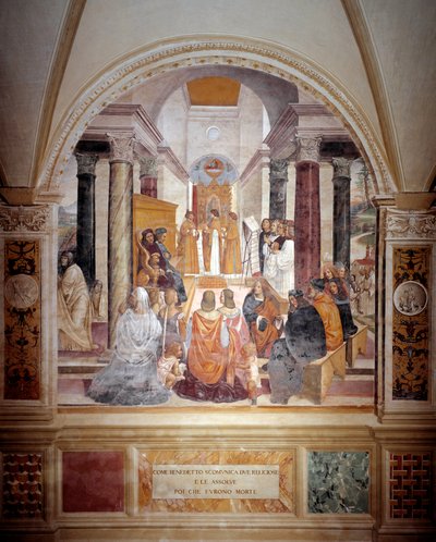 Benedict excommunicated two nuns and absolves them after their death by Giovanni Antonio Bazzi Sodoma
