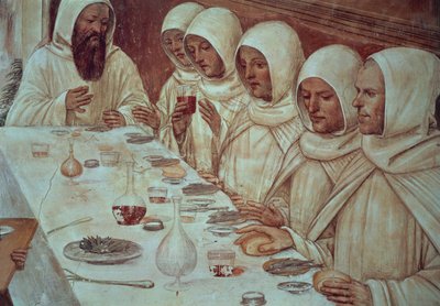 St Benedict having obtained ample flour and fed the monks (detail) by Giovanni Antonio Bazzi Sodoma