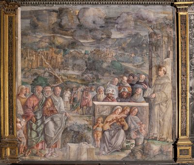St Anthony arriving in Padua, where he restores peace between the citizens with the strength and sweetness of his preaching by Giovanni Antonio Corona