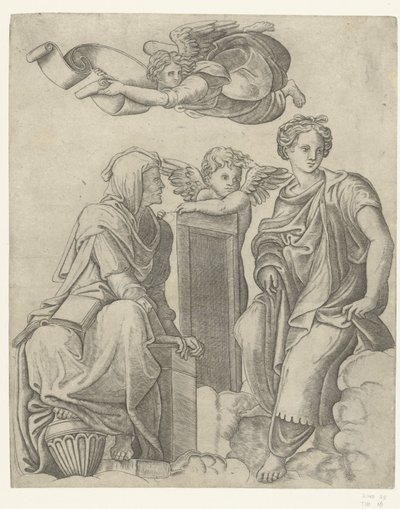 Two Sibyls, Angel, and Putto by Giovanni Antonio da Brescia (attributed to)