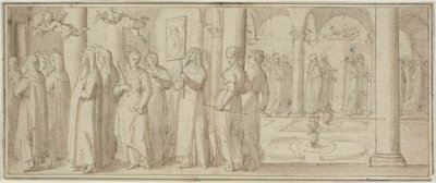 Procession of Nuns and Novices Honoring a Male Saint by Giovanni Balducci