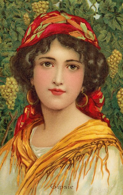 Portrait of a Gipsy woman with a grape vine by Giovanni Barbaro