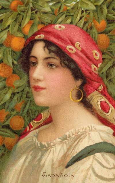 Portrait of a Spanish woman with an orange tree by Giovanni Barbaro