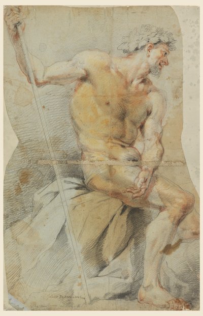 Study of a nude elderly man, Bacchus or one of his companions, 1660–70 by Giovanni Battista Merano