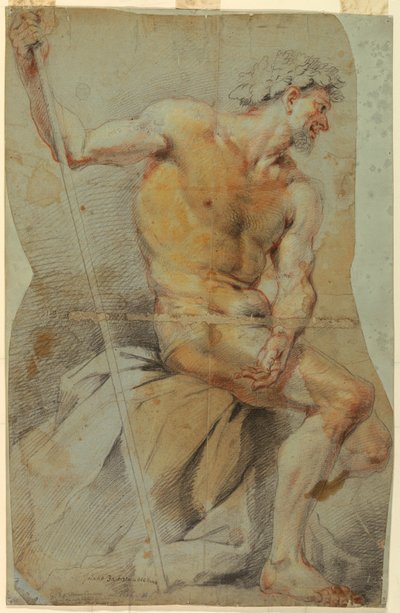 Study of a nude elderly man, Bacchus or one of his companions, 1660–70 by Giovanni Battista Merano