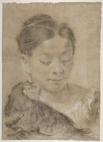 Girl with a Hen by Giovanni Battista Piazzetta