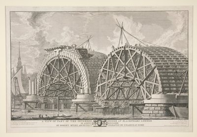 A View of Part of the Intended Bridge at Blackfriars, London, in August 1764 by Robert Mylne, Architect, Engraved by Piranesi at Rome by Giovanni Battista Piranesi