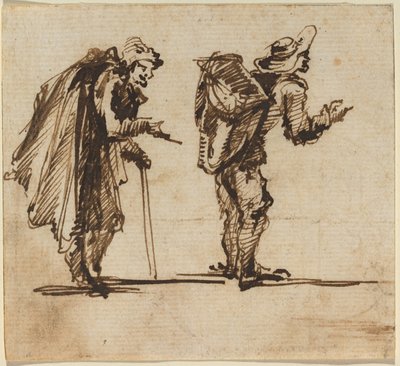 An Old Man with a Cape and a Rustic with a Backpack by Giovanni Battista Piranesi
