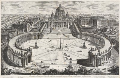 View of the Illustrious Vatican Basilica with Wide Portico and Adjacent Forecourt by Giovanni Battista Piranesi