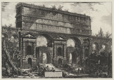 View of the structure that Emperor Titus Vespasianus had built for the restoration of the aqueducts of Acqua dell