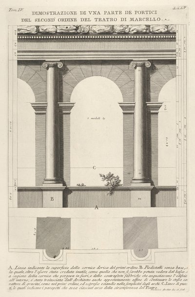 Elevation and Plan of the Second-Order Portico at the Theater of Marcellus, 1756 by Giovanni Battista Piranesi