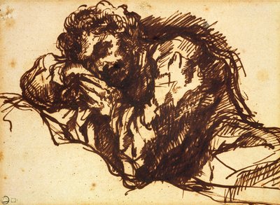 Half length portrait of a man bending over by Giovanni Battista Piranesi