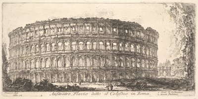 Plate 12: Flavian Amphitheater, called the Colosseum. Arch of Constantine. Palatine Hill by Giovanni Battista Piranesi