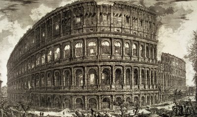 View of the Flavian Amphitheatre, known as the Colosseum from 
