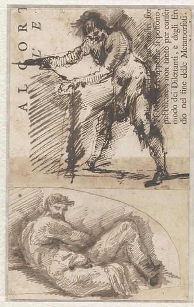 Study of a Standing Male Figure Measuring a Basement (a). Study of Michelangelo