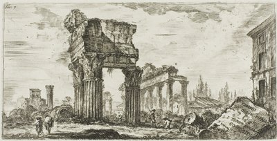 Temple of Jupiter Tonans [Jupiter the Thunderer]. Temple of Concord, plate 7 from Some Views of Triumphal Arches and other Monuments by Giovanni Battista Piranesi