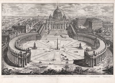 View of the Famous Vatican Basilica with its Spacious Portico, and Adjacent Piazza from Views of Rome by Giovanni Battista Piranesi