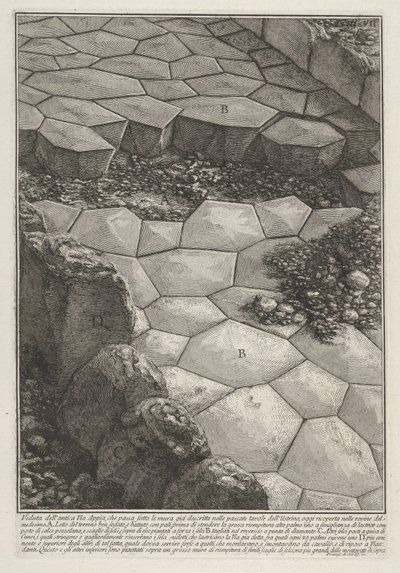 View of the stone pavement of the Appian Way (Veduta dell