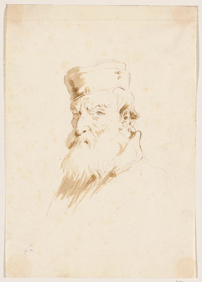 Bearded Man Wearing a Cap by Giovanni Battista Tiepolo