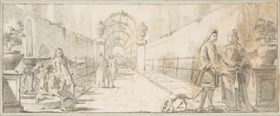 Illustration for a Book: Figures in Conversation in a Garden by Giovanni Battista Tiepolo