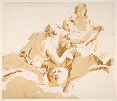 Two Seated Women and a Boy on Clouds by Giovanni Battista Tiepolo