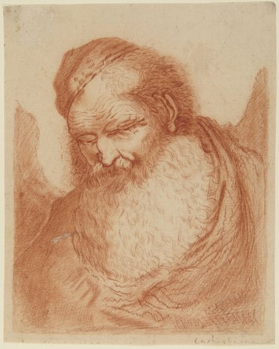Head of a Heavily Bearded Old Man in a Cap by Giovanni Benedetto Castiglione