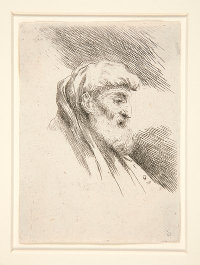 Old Man with Long Beard, in Profile, Turned to Right, from the Series Les Petites Tetes by Giovanni Benedetto Castiglione